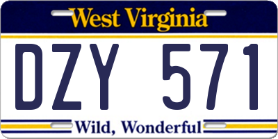 WV license plate DZY571