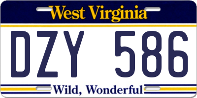 WV license plate DZY586