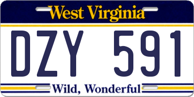 WV license plate DZY591