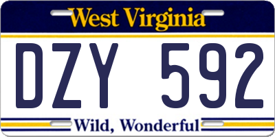 WV license plate DZY592