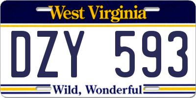WV license plate DZY593