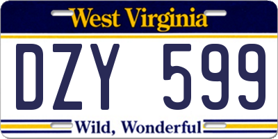 WV license plate DZY599
