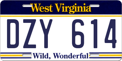 WV license plate DZY614
