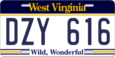 WV license plate DZY616