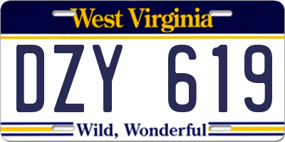 WV license plate DZY619