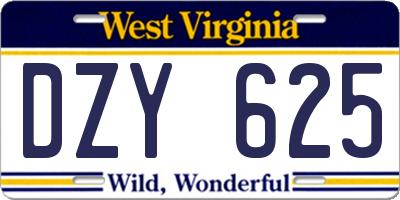 WV license plate DZY625