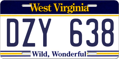 WV license plate DZY638