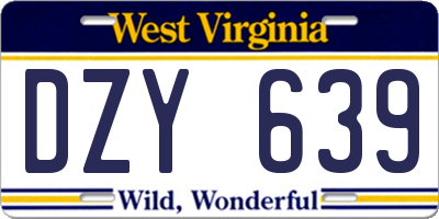 WV license plate DZY639