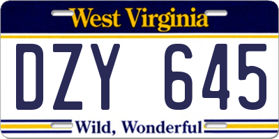 WV license plate DZY645
