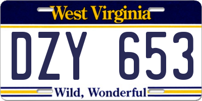 WV license plate DZY653