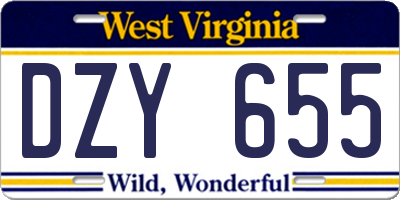 WV license plate DZY655