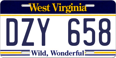 WV license plate DZY658