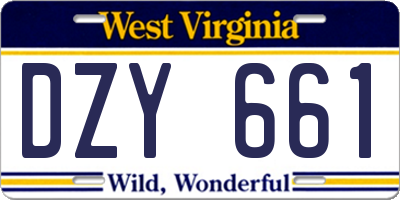 WV license plate DZY661