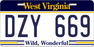 WV license plate DZY669