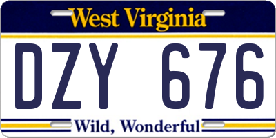 WV license plate DZY676