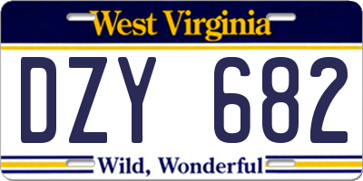 WV license plate DZY682