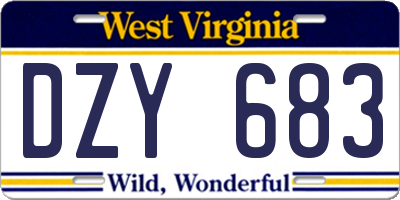 WV license plate DZY683