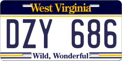 WV license plate DZY686