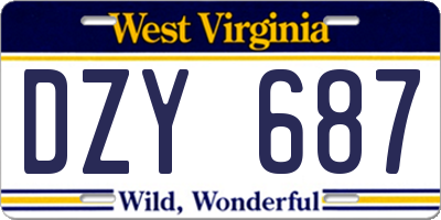 WV license plate DZY687