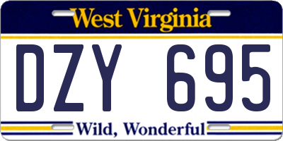 WV license plate DZY695