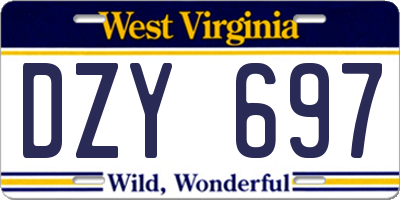 WV license plate DZY697