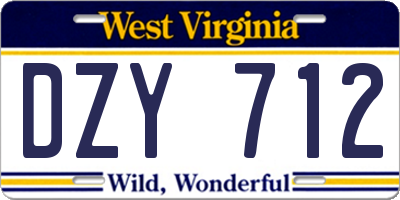 WV license plate DZY712