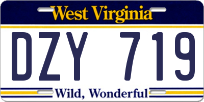 WV license plate DZY719