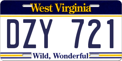 WV license plate DZY721