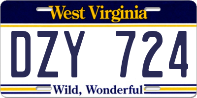 WV license plate DZY724