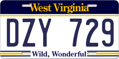 WV license plate DZY729