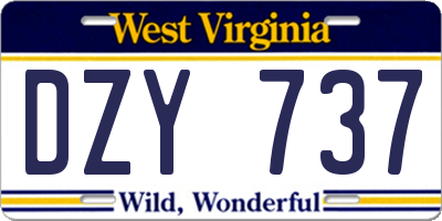 WV license plate DZY737