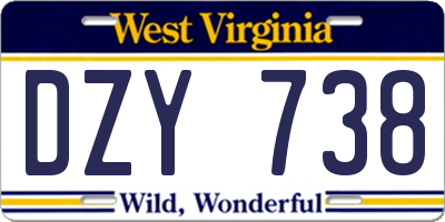 WV license plate DZY738