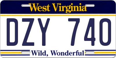 WV license plate DZY740