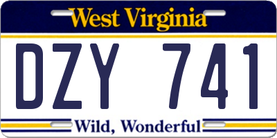 WV license plate DZY741