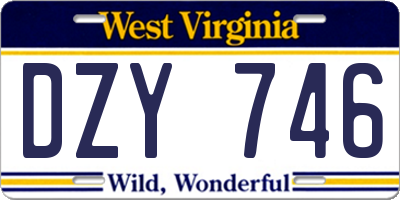 WV license plate DZY746