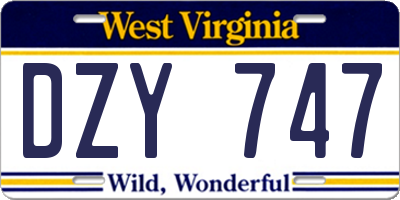 WV license plate DZY747