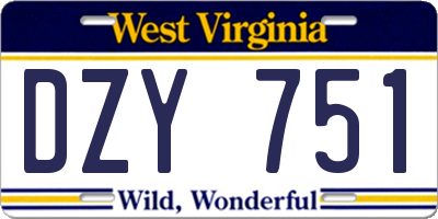 WV license plate DZY751