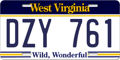 WV license plate DZY761