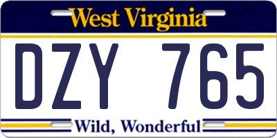 WV license plate DZY765