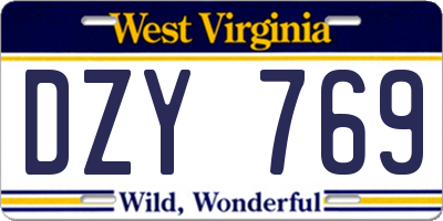 WV license plate DZY769