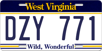 WV license plate DZY771