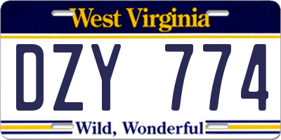 WV license plate DZY774