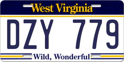 WV license plate DZY779