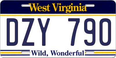 WV license plate DZY790