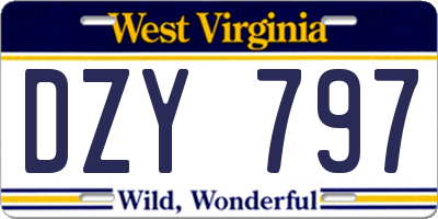 WV license plate DZY797