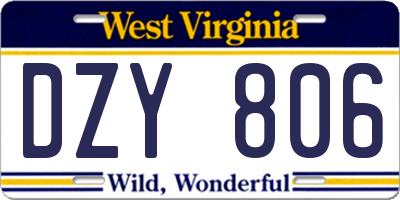 WV license plate DZY806