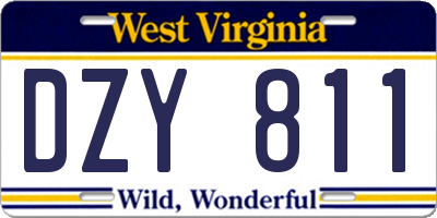 WV license plate DZY811