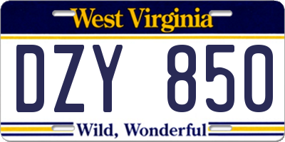 WV license plate DZY850