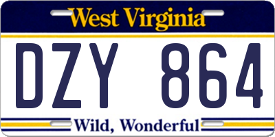 WV license plate DZY864