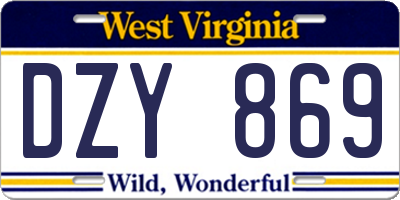 WV license plate DZY869